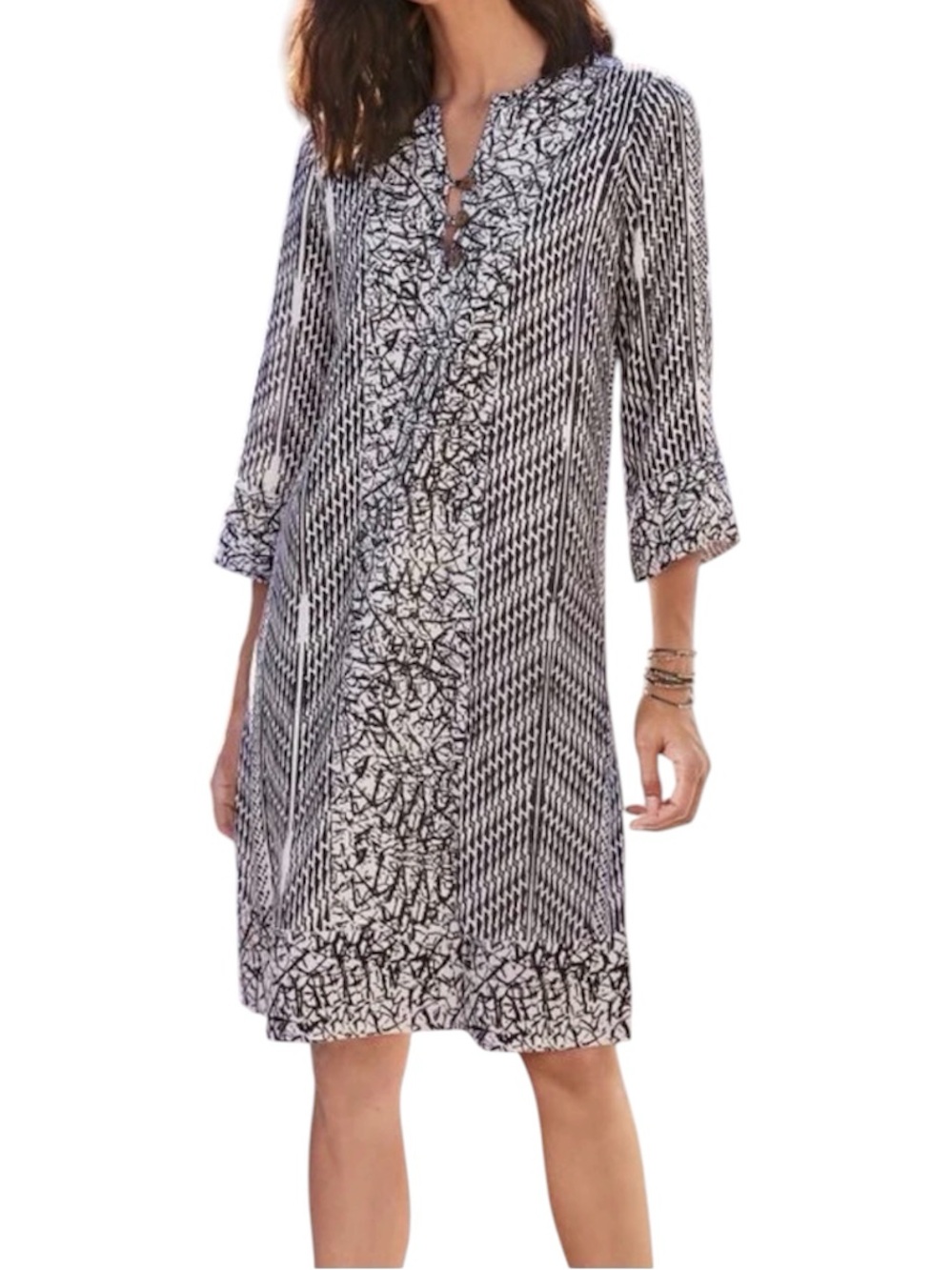 Soft Surroundings Raven 3/4 sleeve 100% Rayon knee length dress size XL